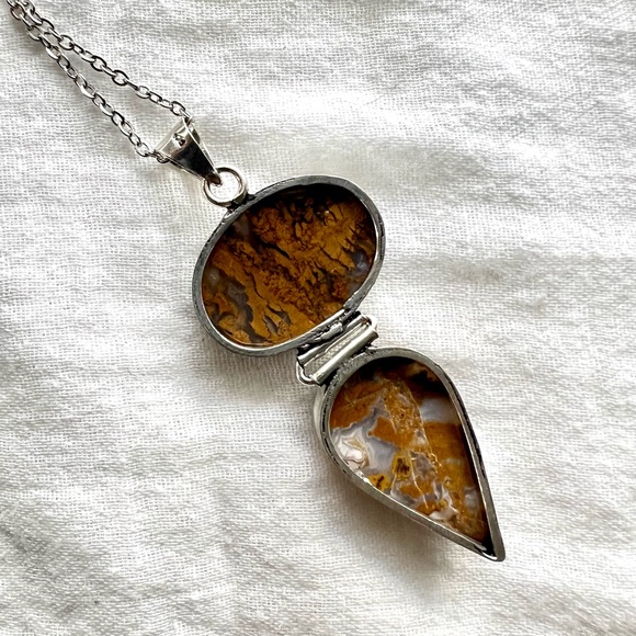 925 Yellow Moss Agate Necklace Pendant - Picture 8 of 8
